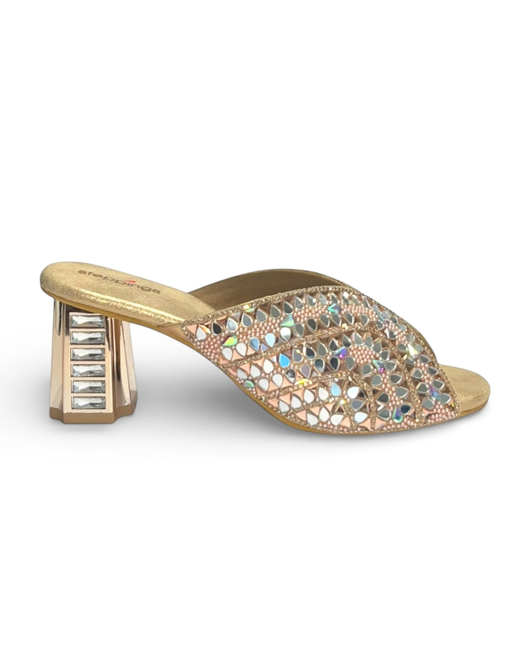 Mirror Embellished Ethnic Block Sandals