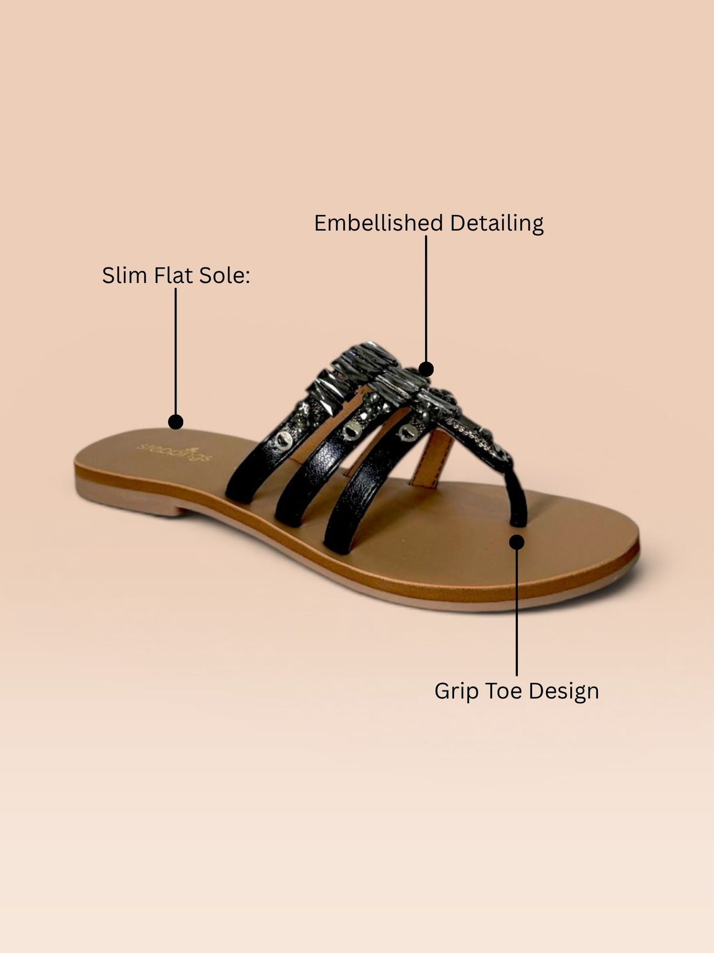 Black T-Strap Flats