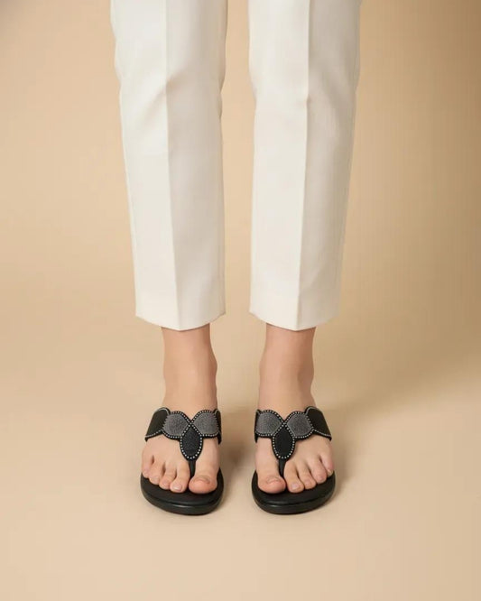 Women Black Comfort T-Strap Sandals
