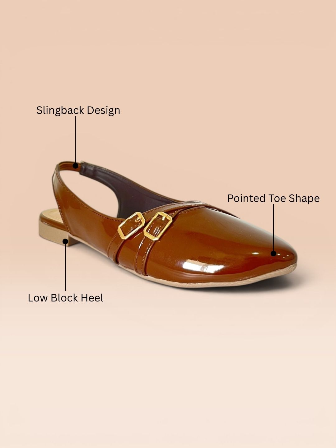 Brown Buckle Slingback Sandals