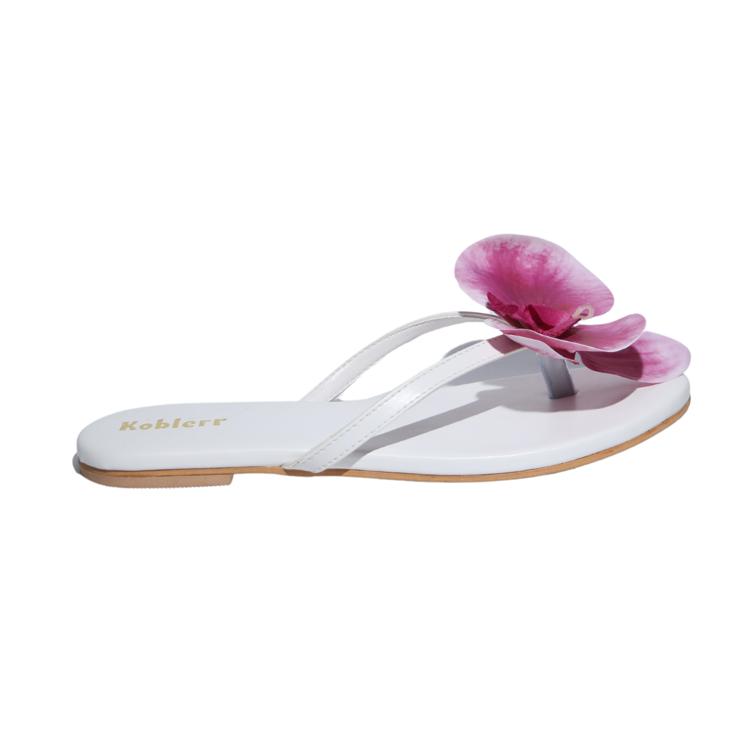 White Orchid Floral Flats