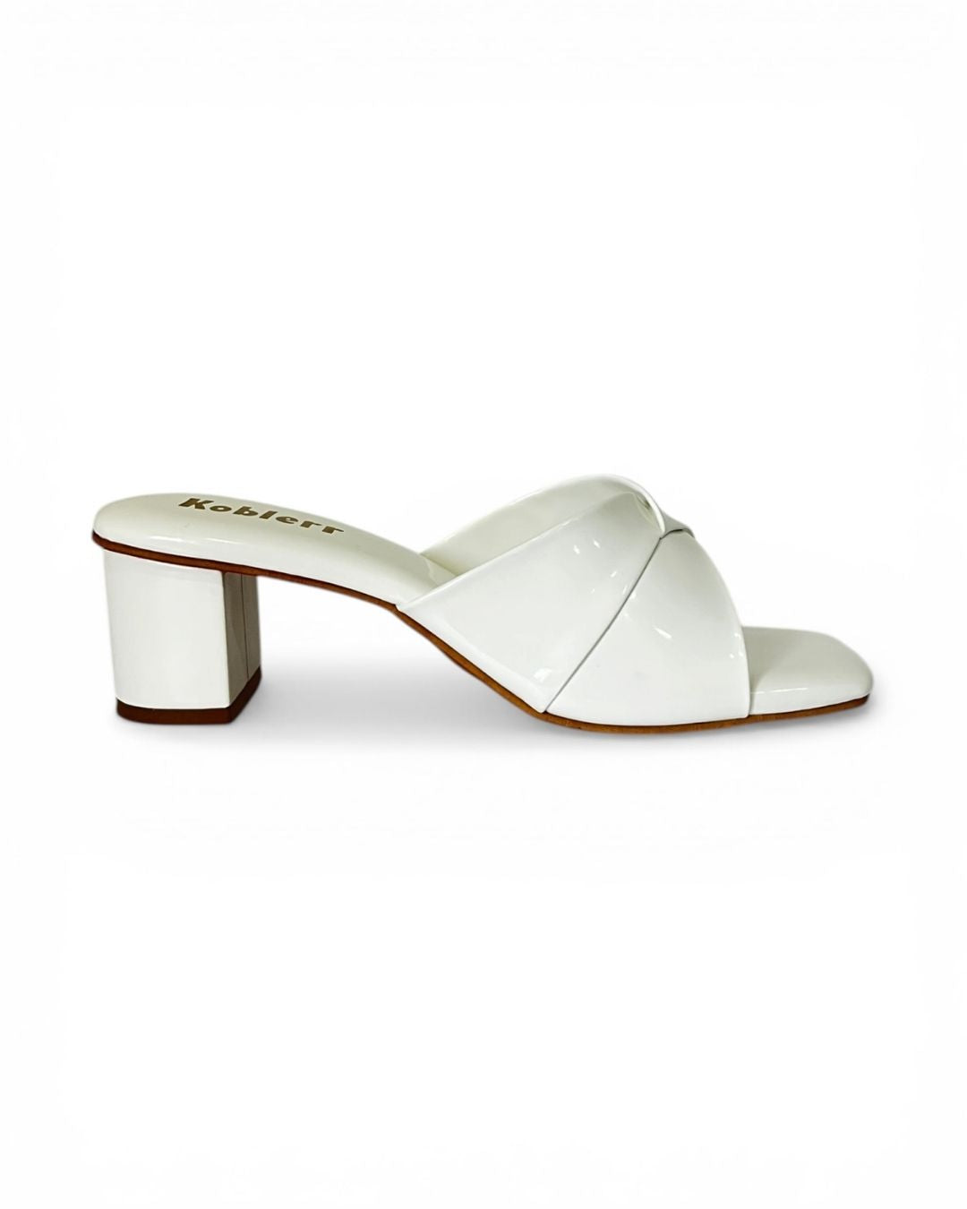 White Slip-On Block Heels