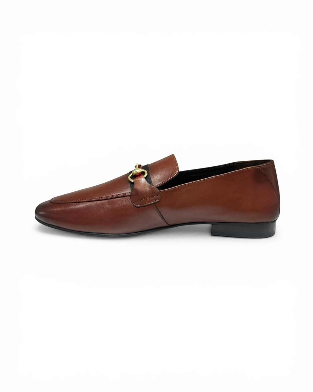 Tan Solid Leather Formal Loafers