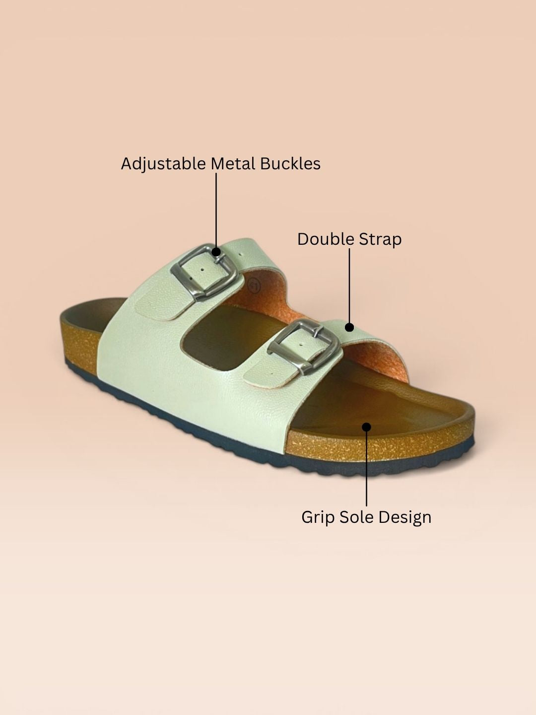 Green Double buckle Sandals
