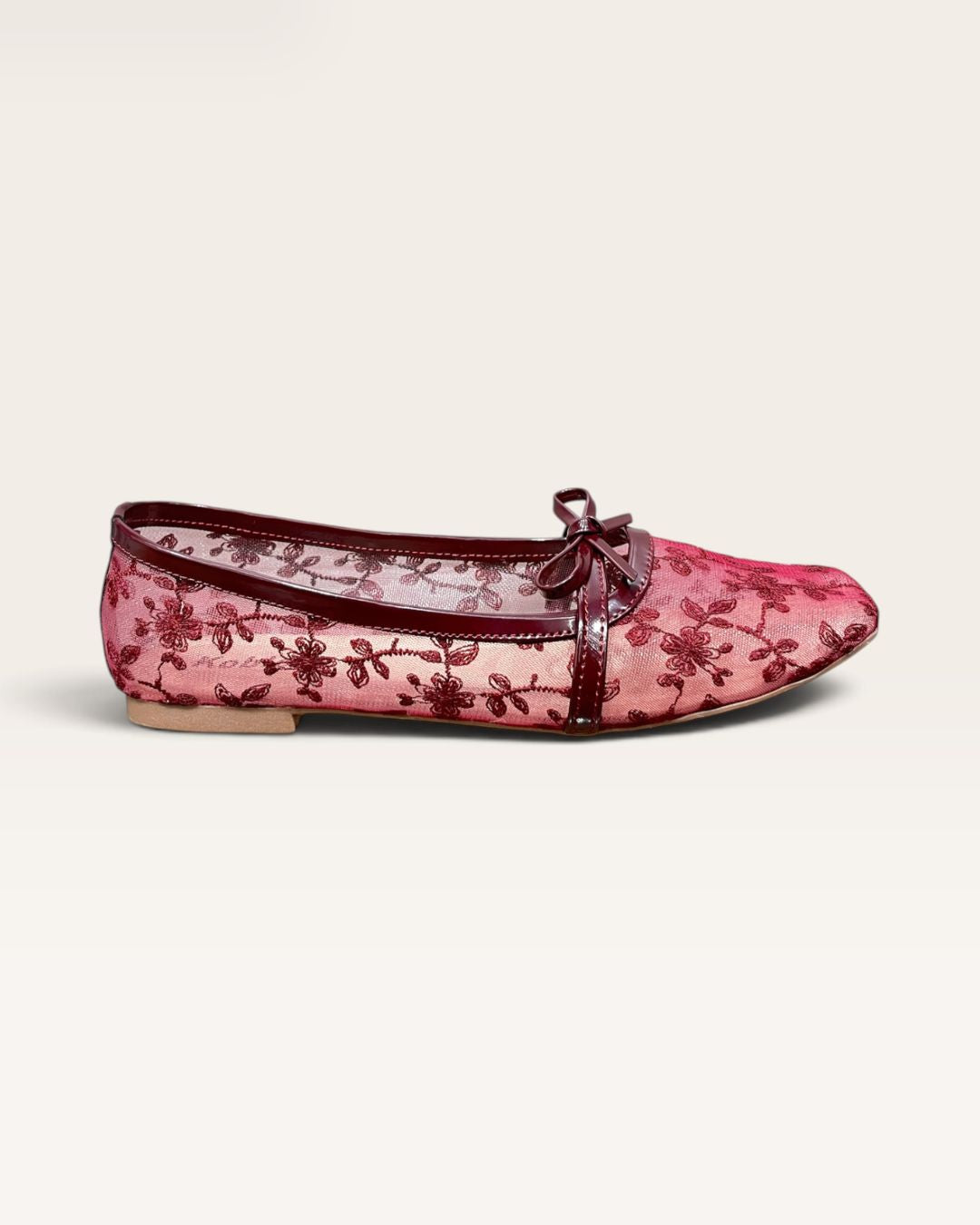 Floral Mesh Ballet in Maroon