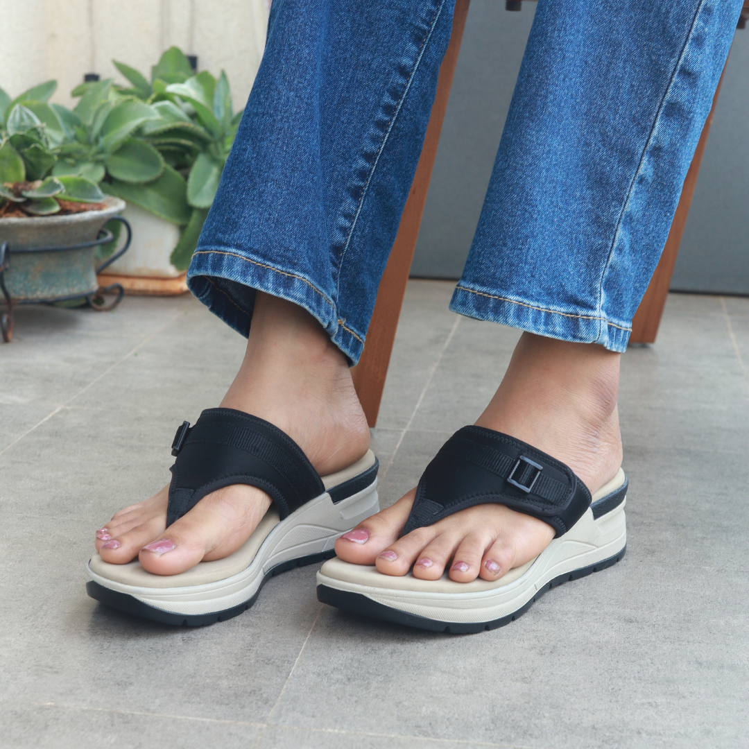 Black Wedges with Velcro Strap