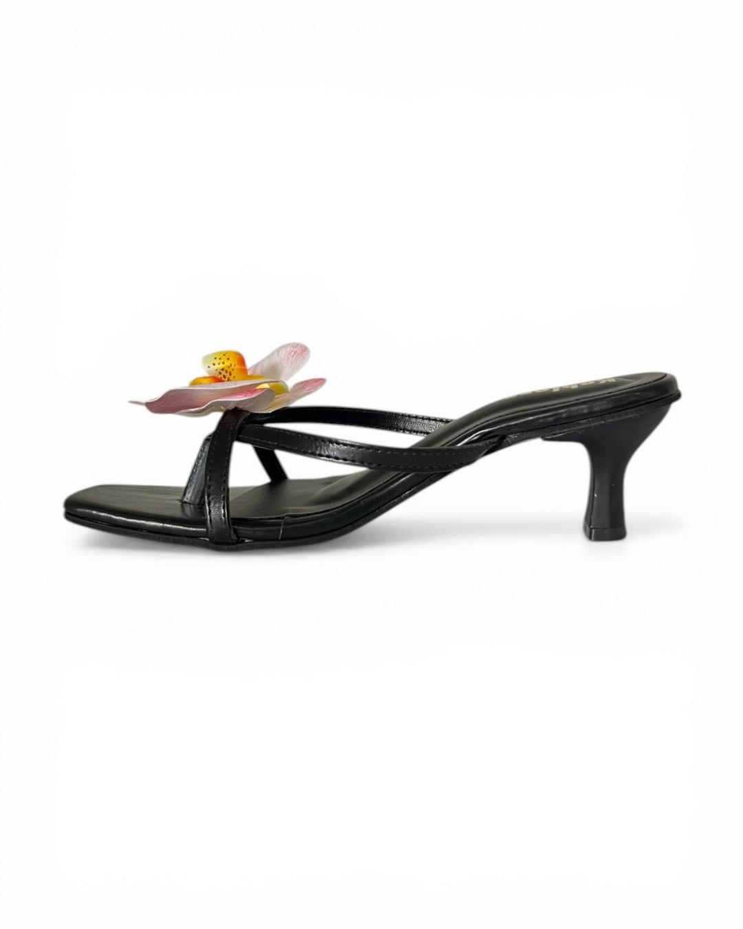 Black Orchid Floral Heels