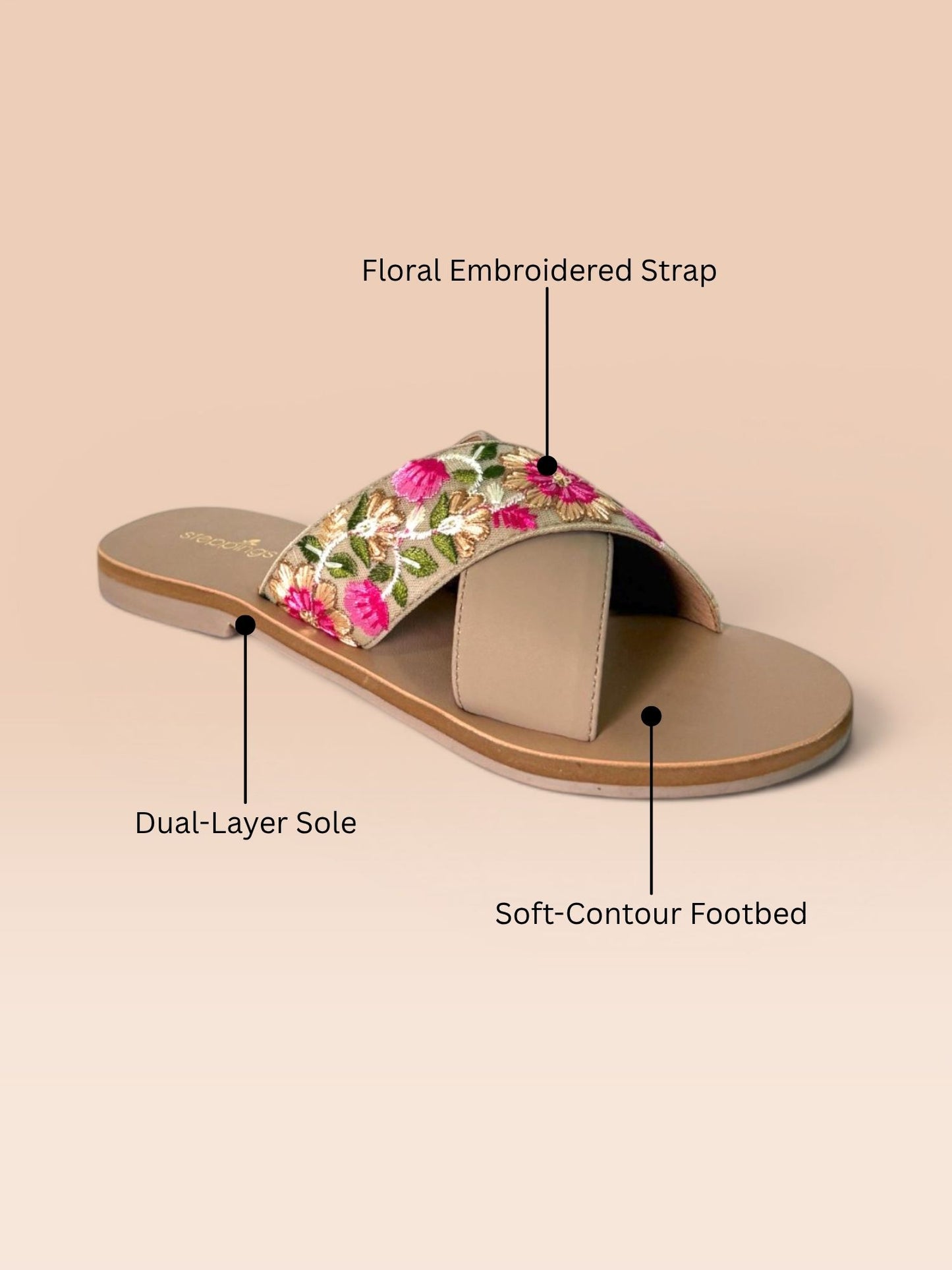 Tan Embroidered Flats