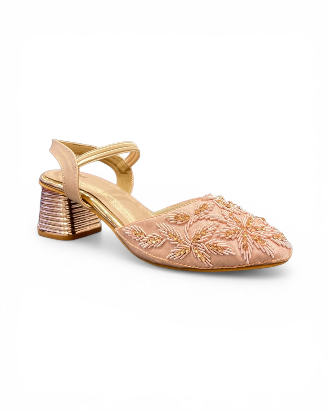 Beads Embellished Block Heels