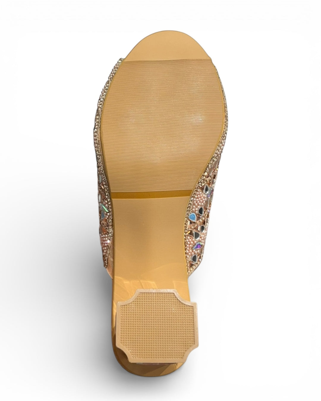 Mirror Embellished Ethnic Block Sandals