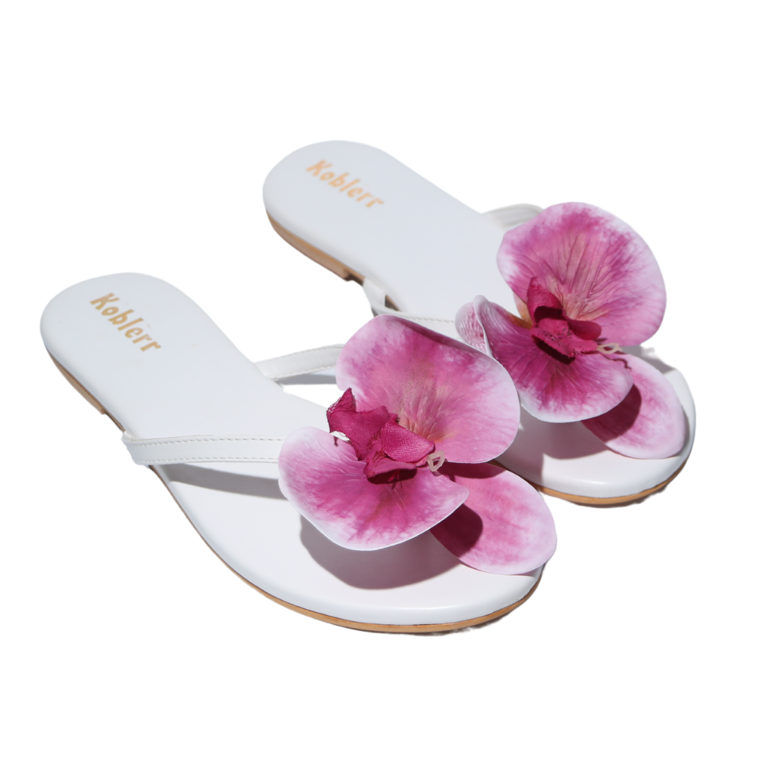 White Orchid Floral Flats