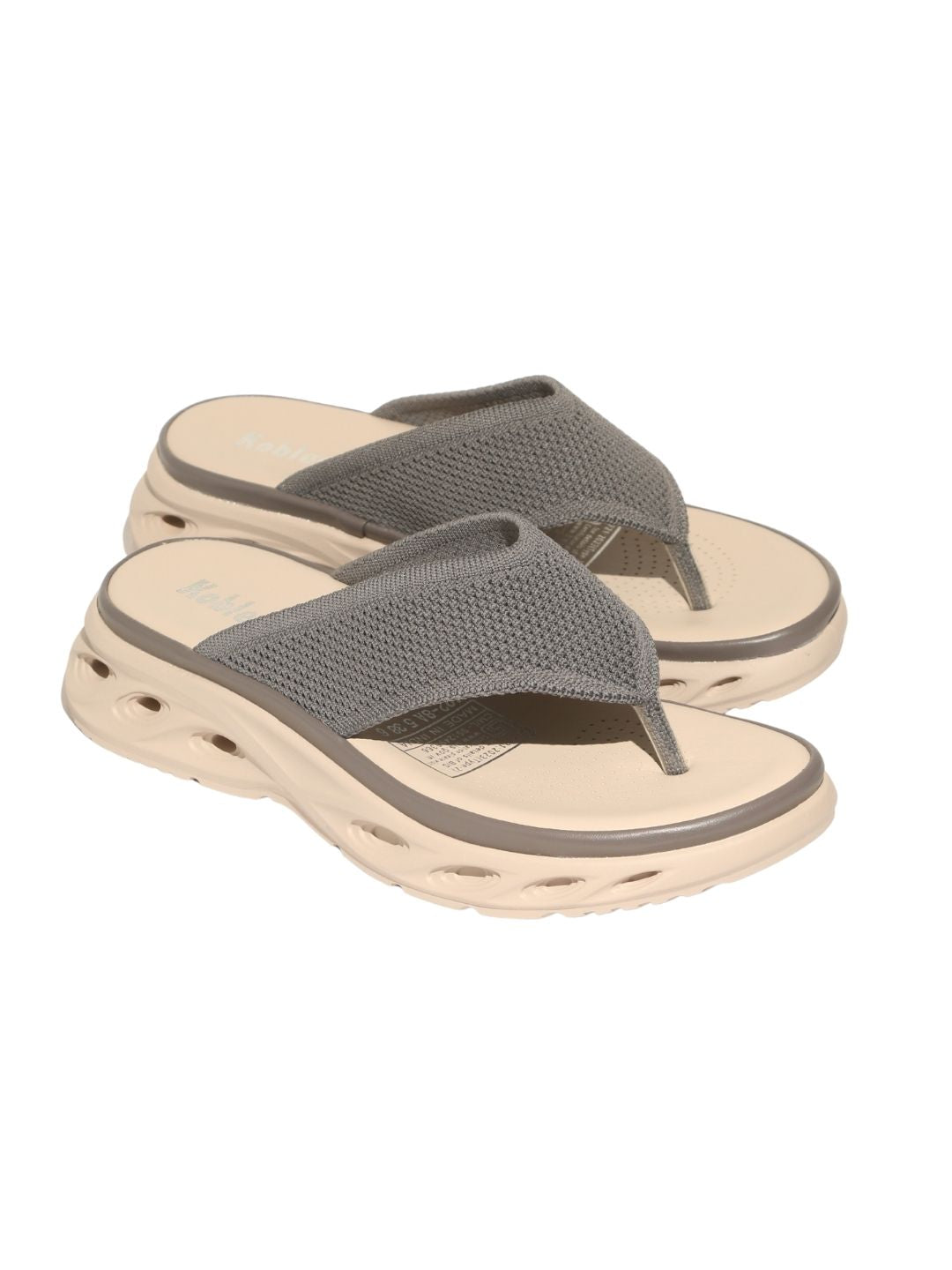 Grey Thong Textured Sandals