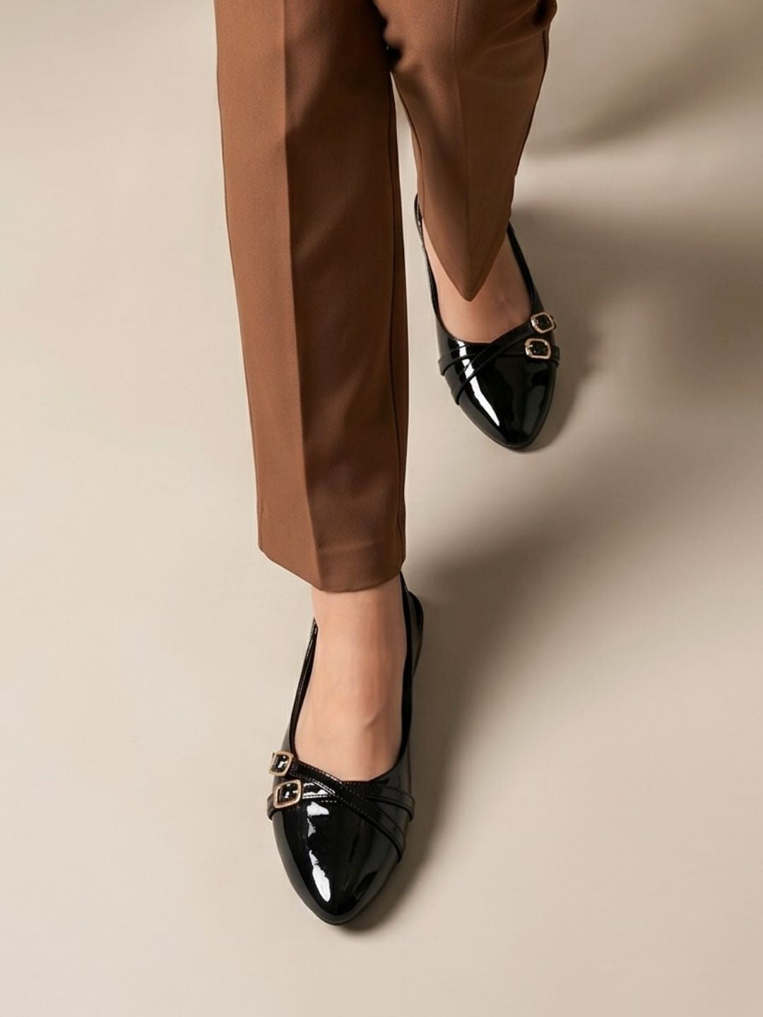 Black Buckle Slingback Sandals