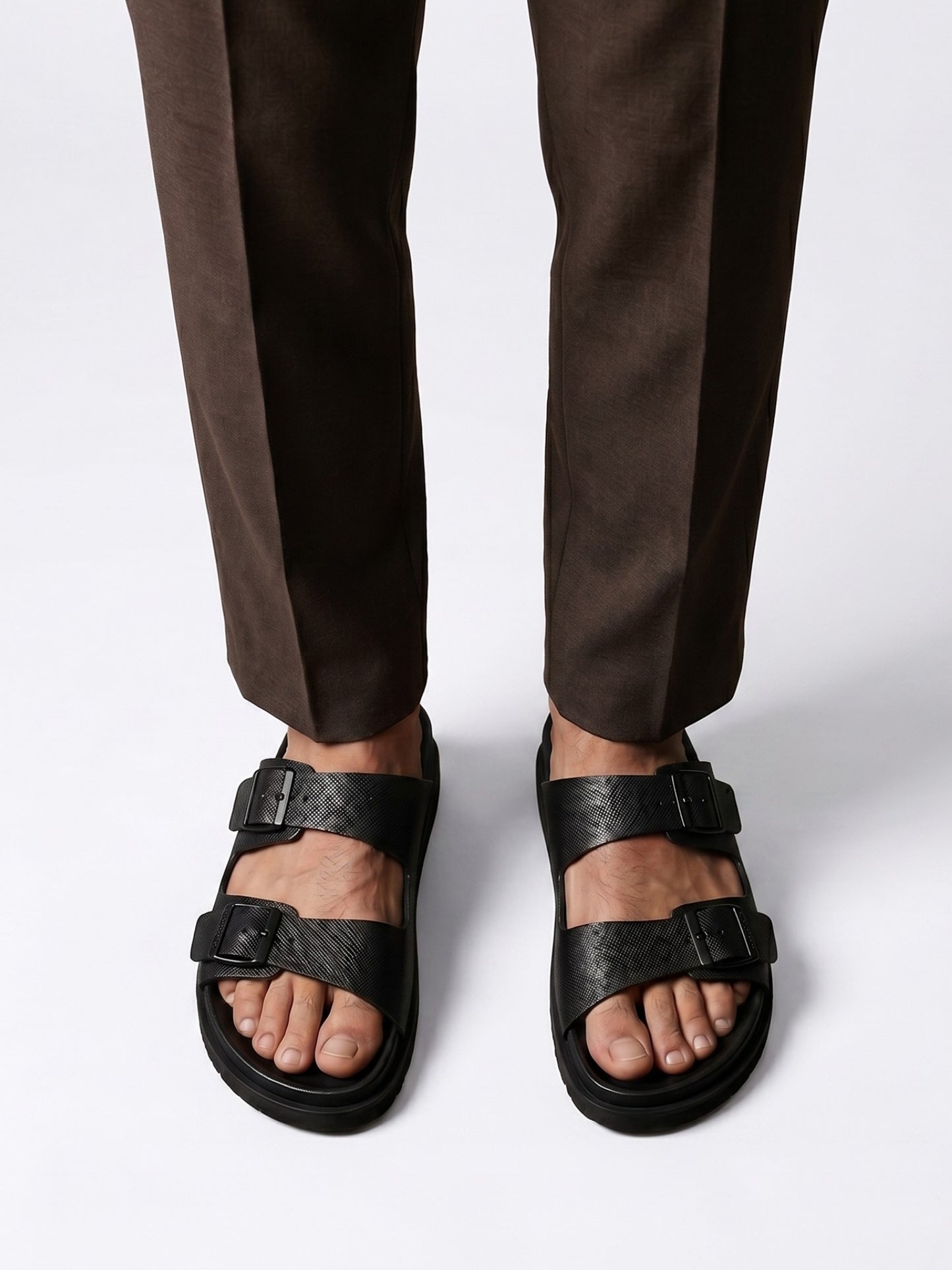 Men Double-Strap Buckle Sandals
