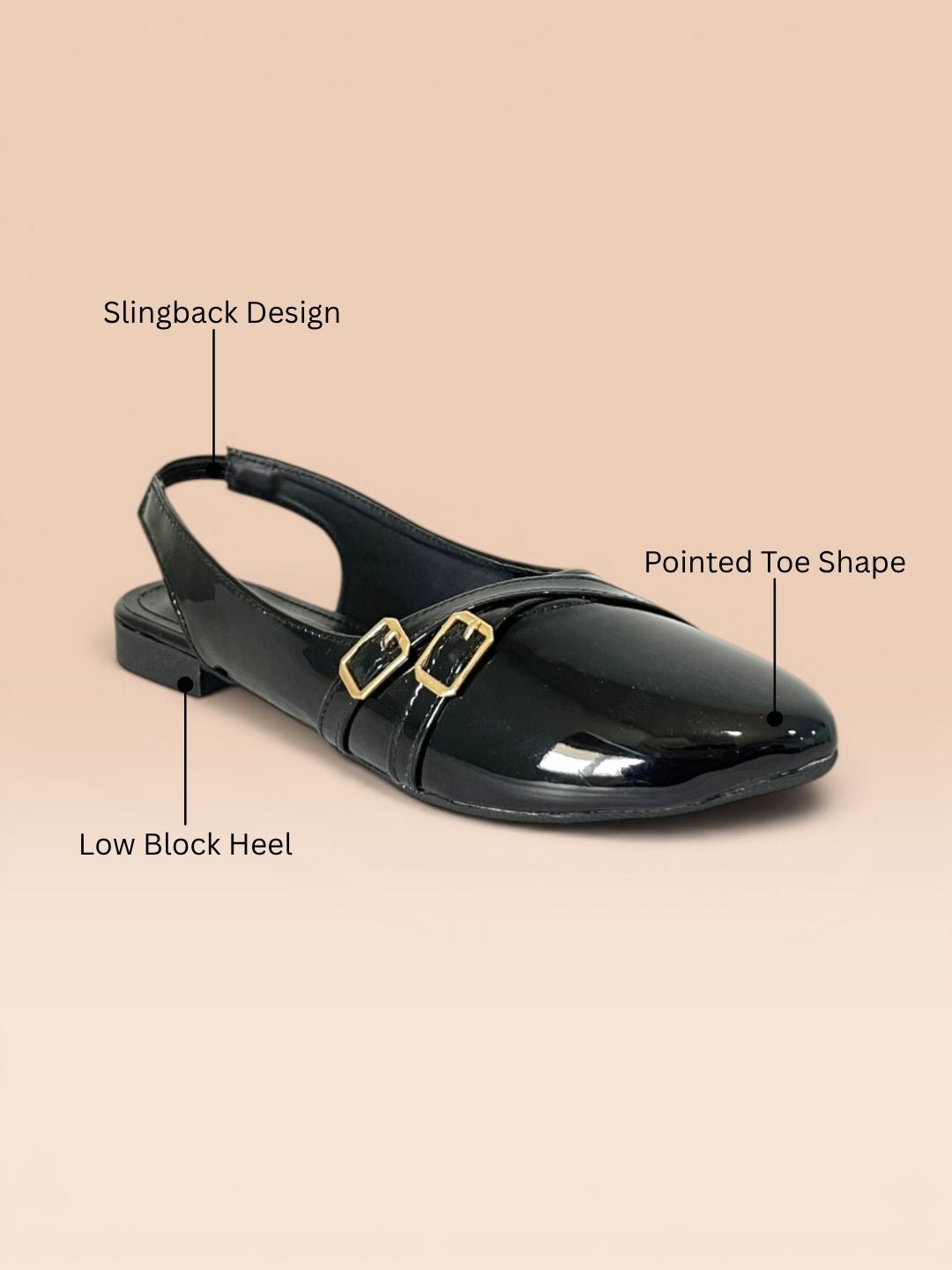 Black Buckle Slingback Sandals