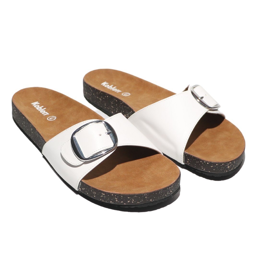 White Buckle Slides