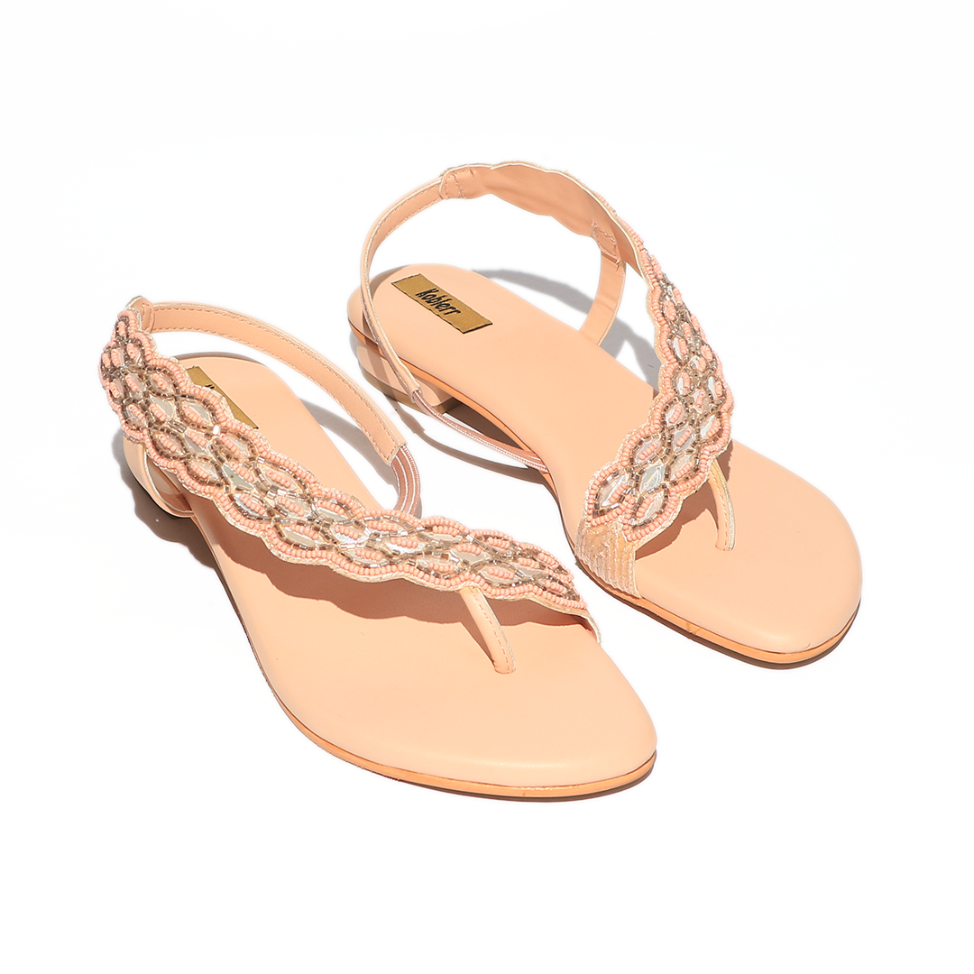 Pink Embellished Asymmetrical Sandals