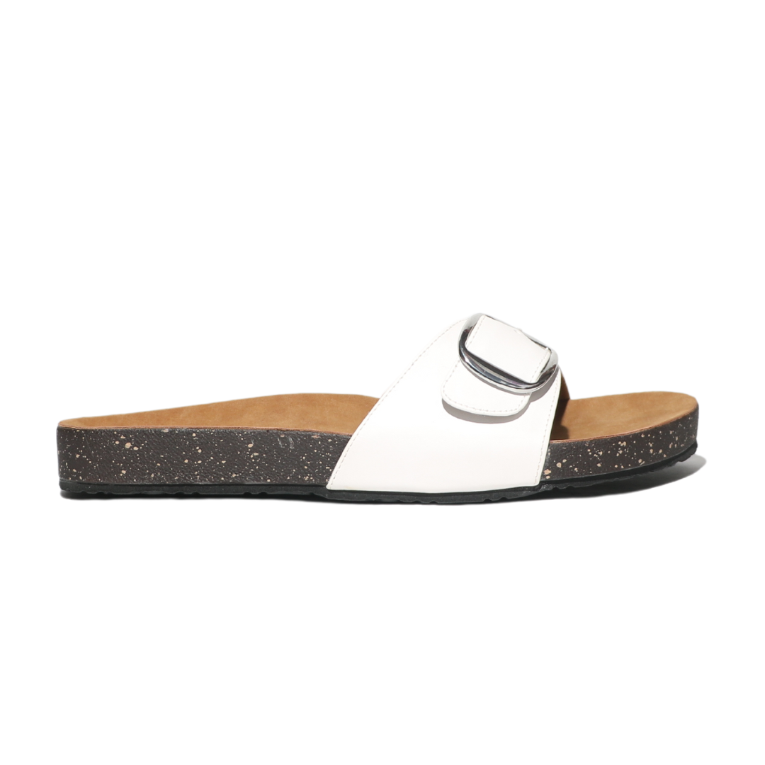 White Buckle Slides