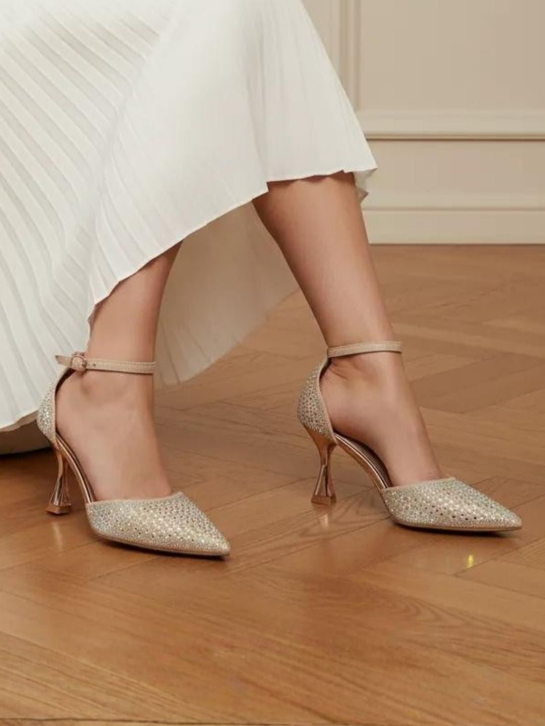 RoseGold Embellished Party Heels
