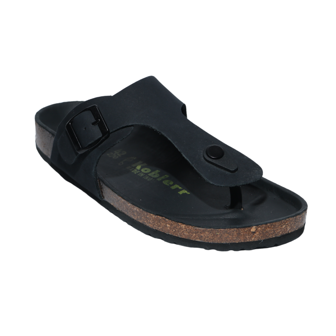 Black T-strap Slides