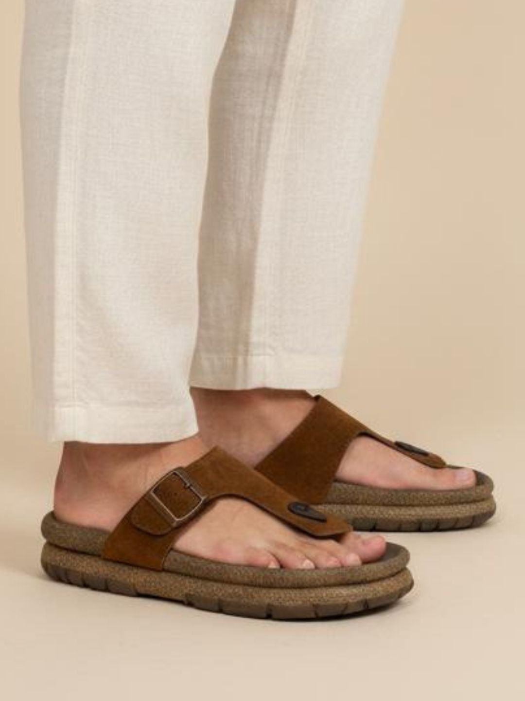 Tan Open Toe Comfort Sandals