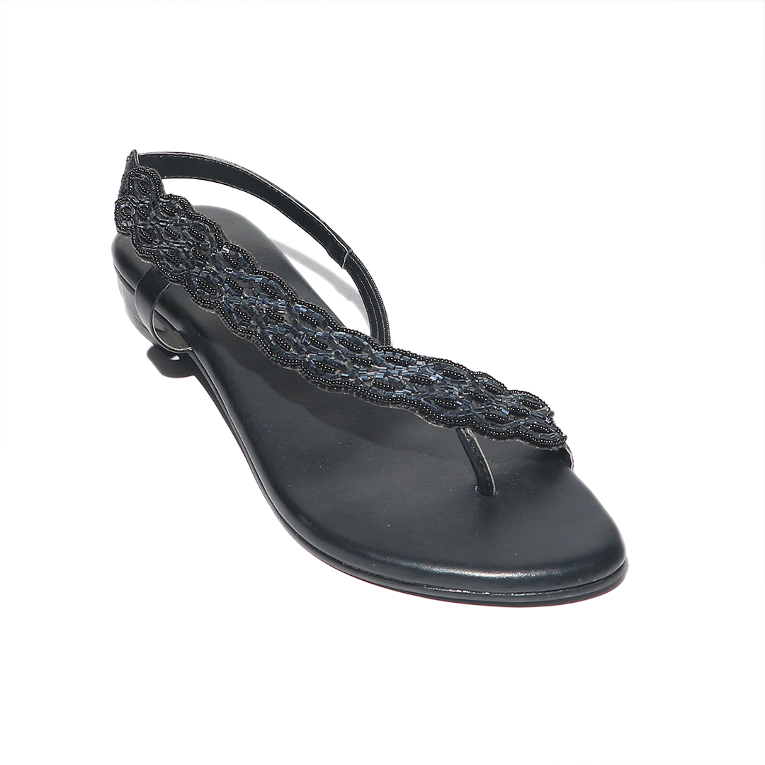 Black Embellished Asymmetrical Sandals