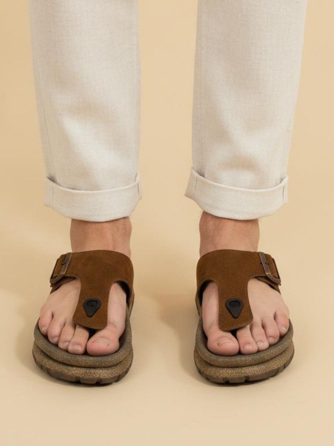 Tan Open Toe Comfort Sandals