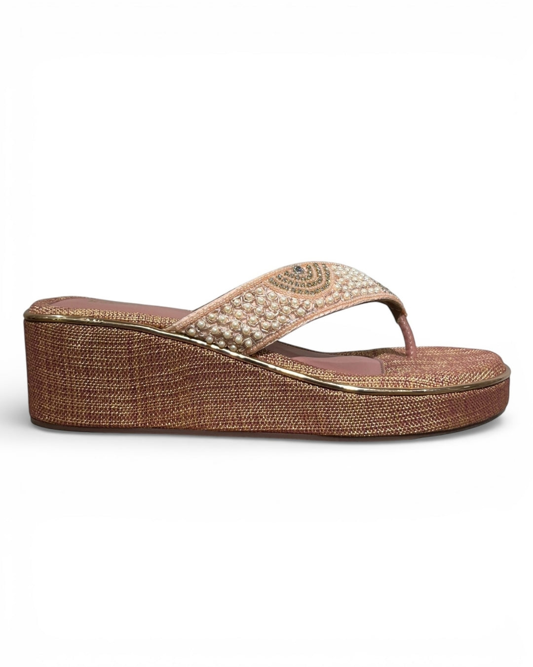 Pearl Embellished Wedge Sandals