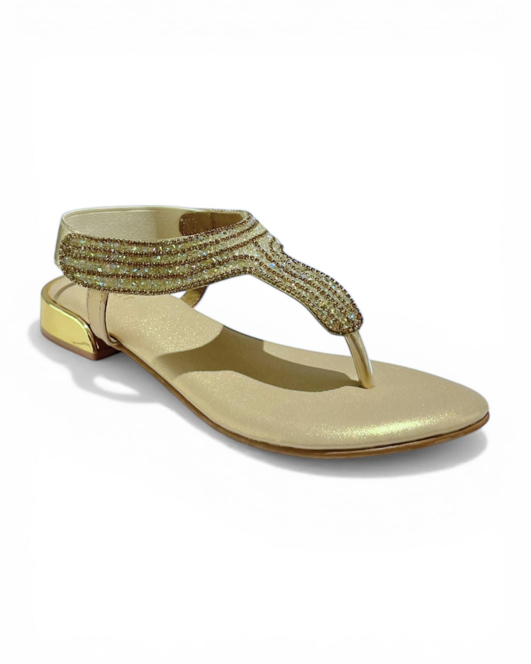 Embellished T-Strap Sandals