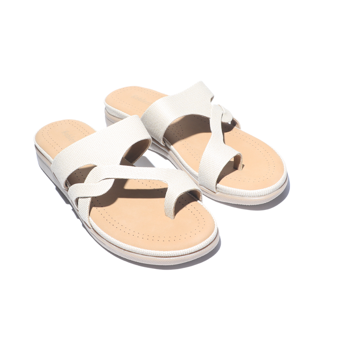 Peach Cross Strap Slides