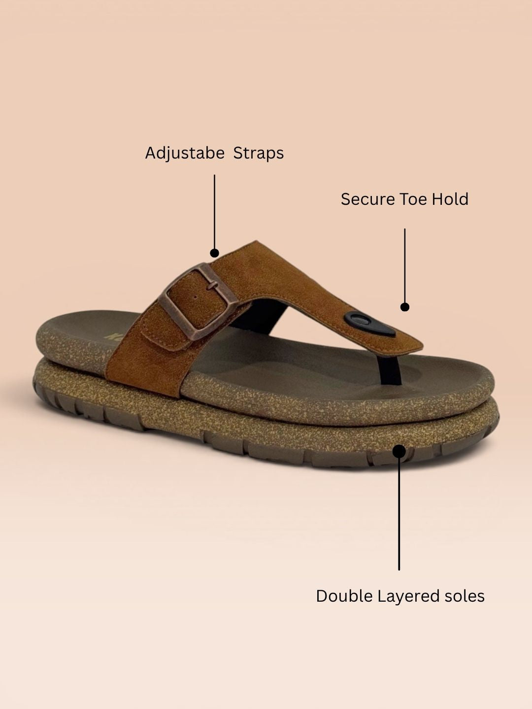 Tan Open Toe Comfort Sandals