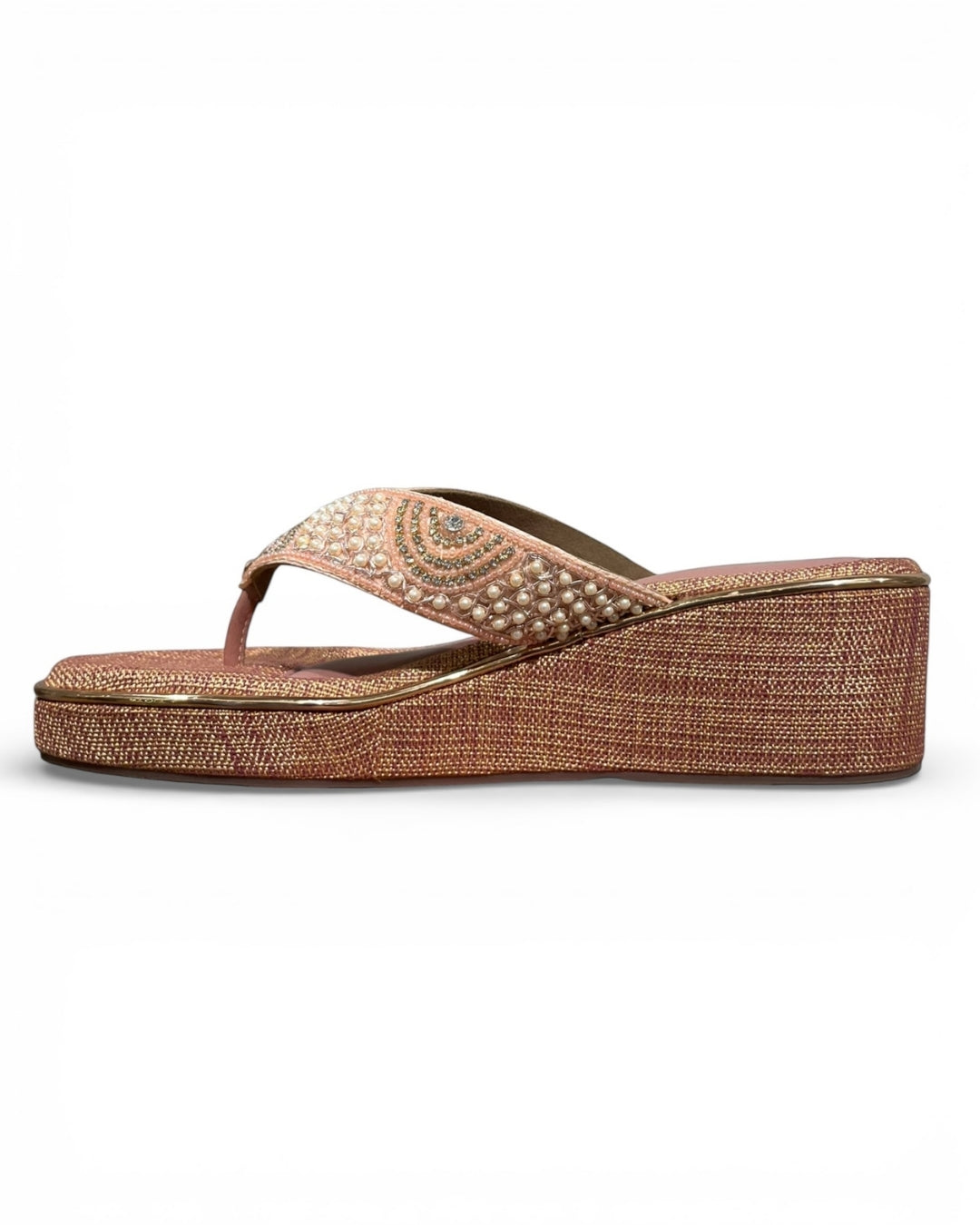 Pearl Embellished Wedge Sandals