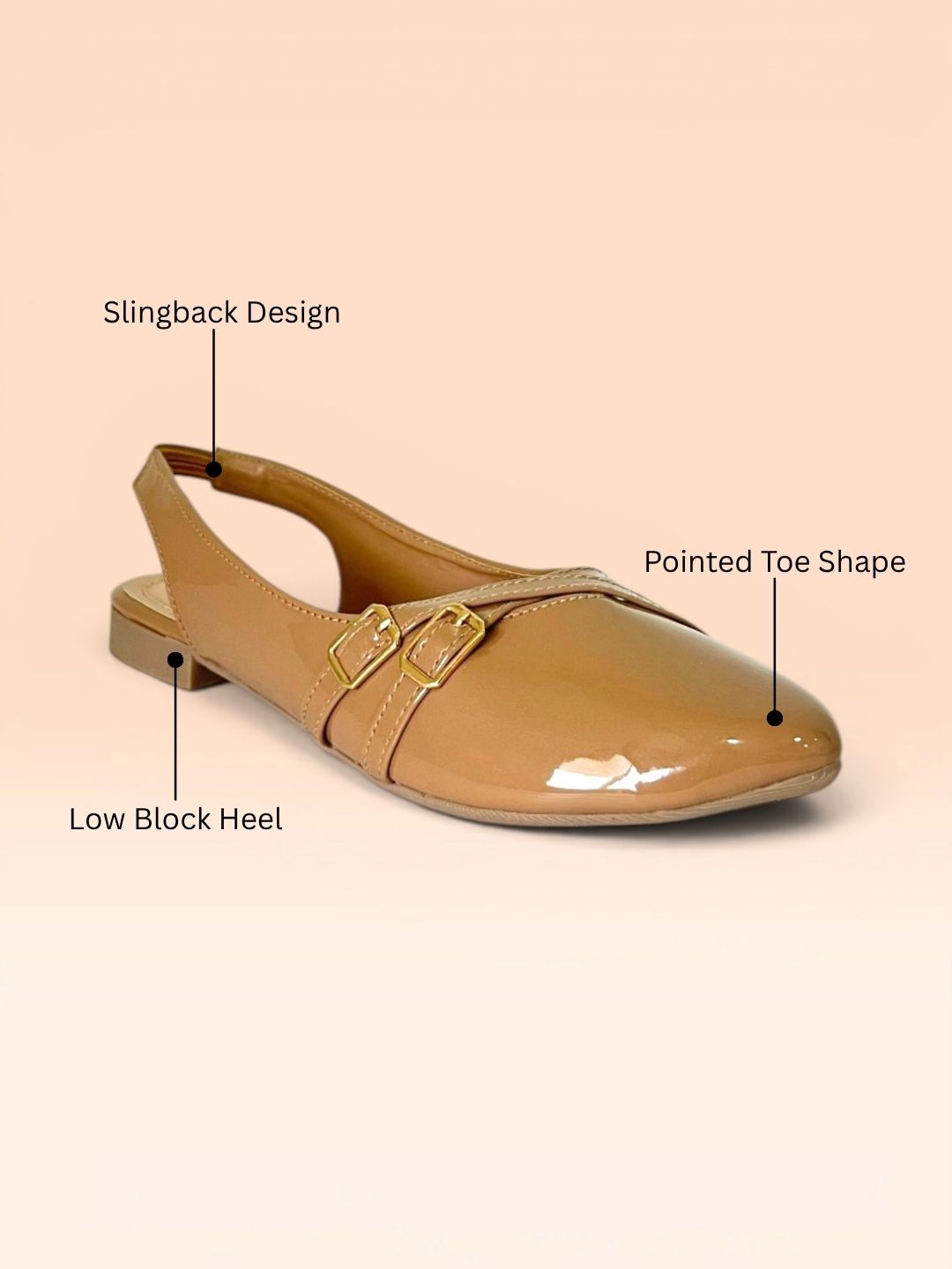 Beige Buckle Slingback Sandals