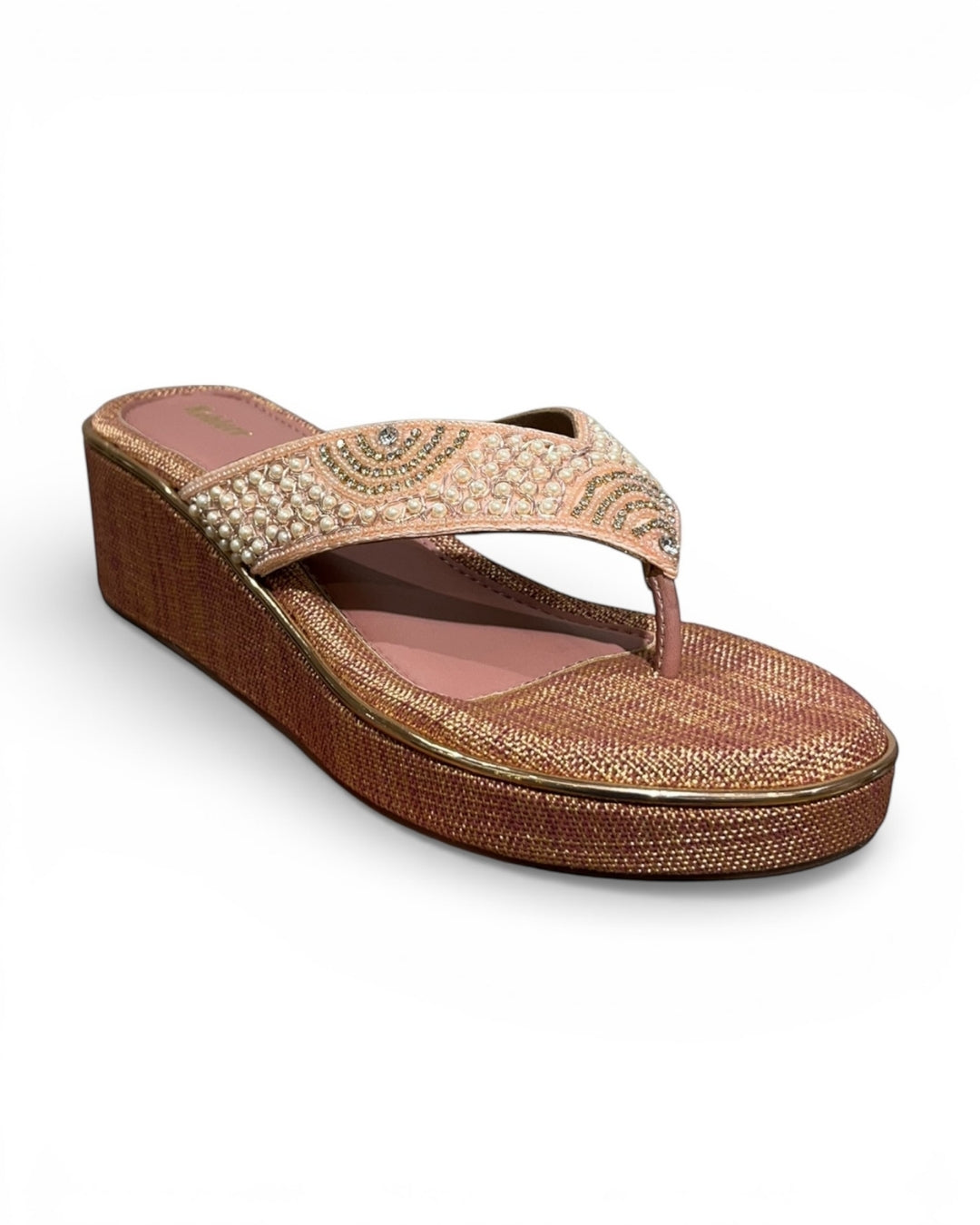 Pearl Embellished Wedge Sandals