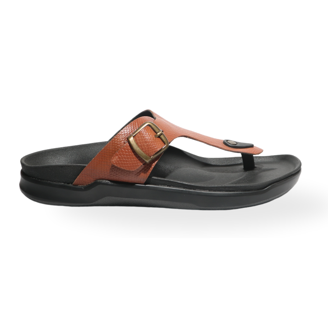 Men's T-Strap Sandals in Tan