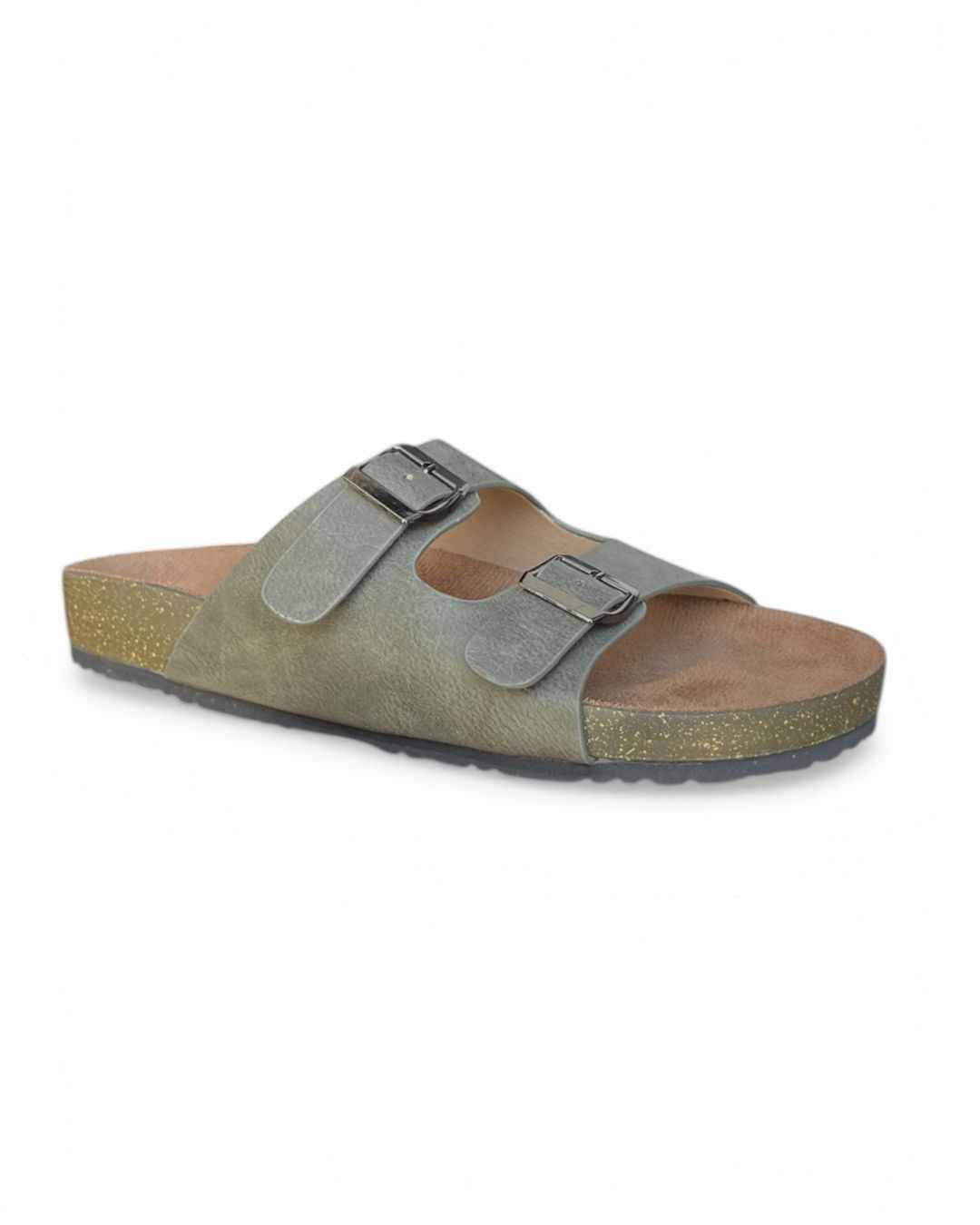 Green Double Strap Casual Sandals