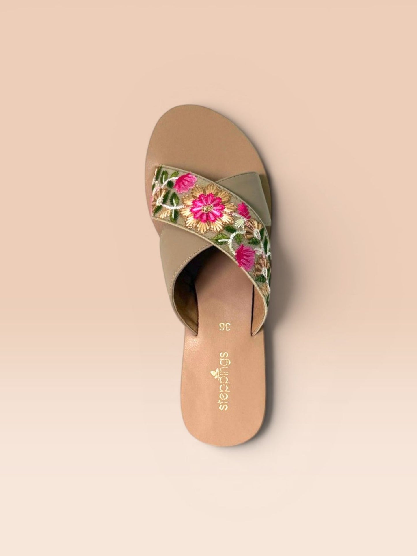 Tan Embroidered Flats