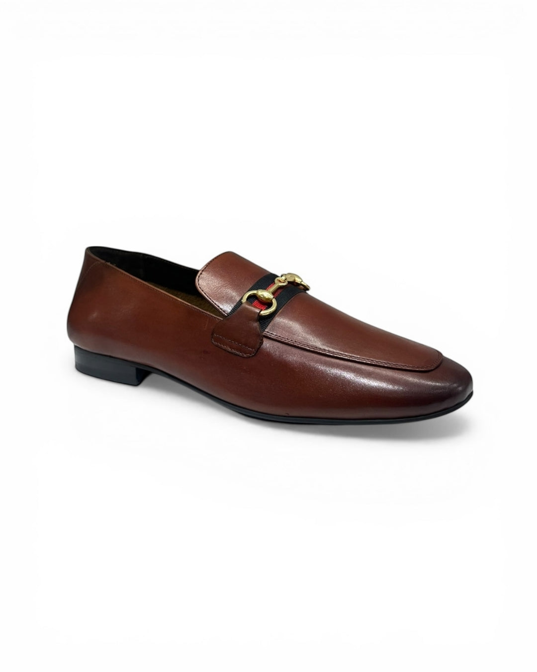 Tan Solid Leather Formal Loafers