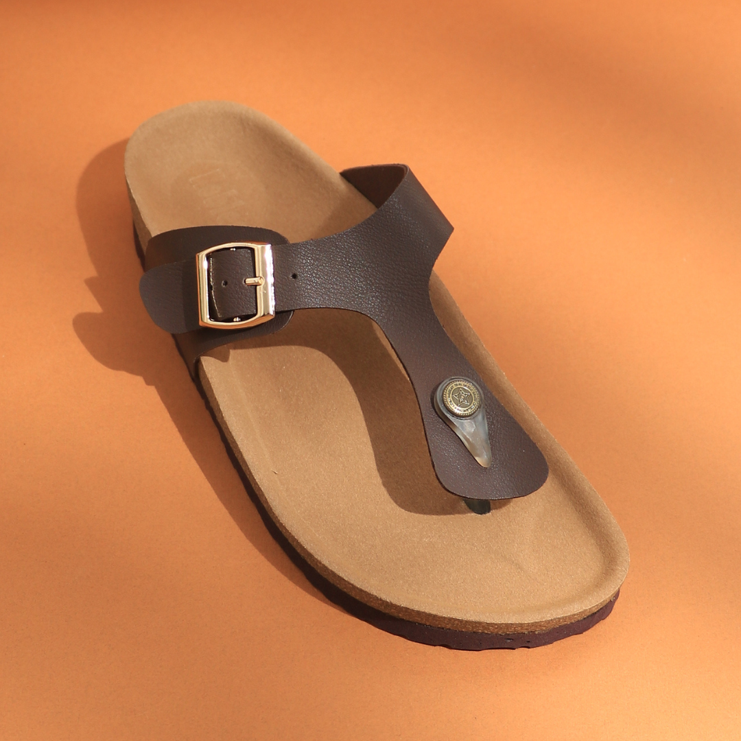 Women’s T-Strap Sandals in Brown