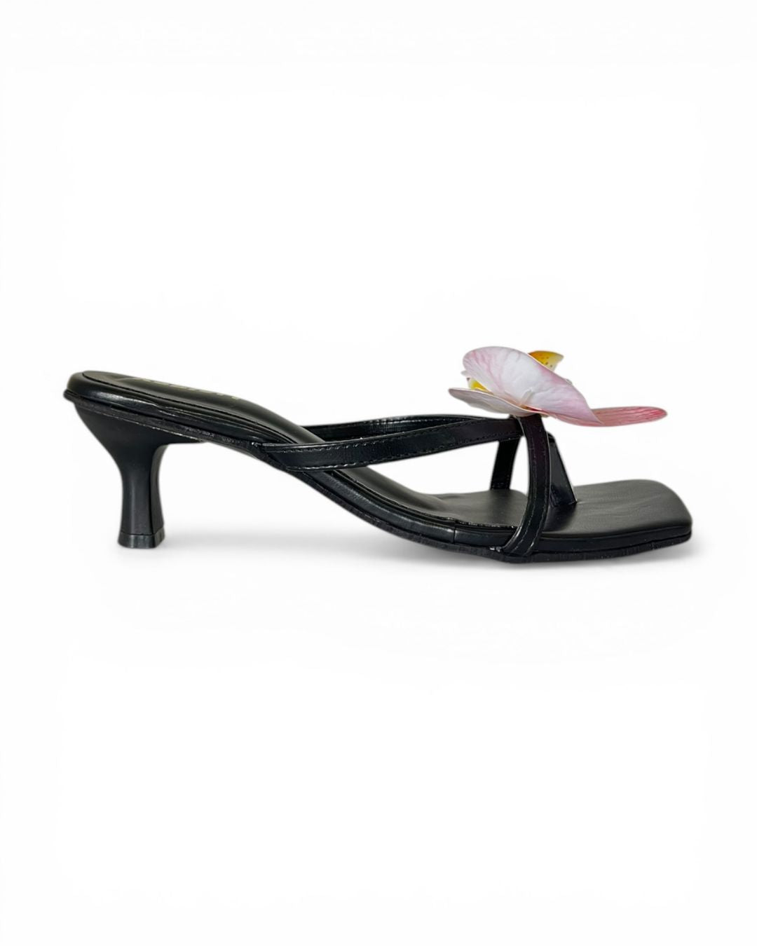 Black Orchid Floral Heels