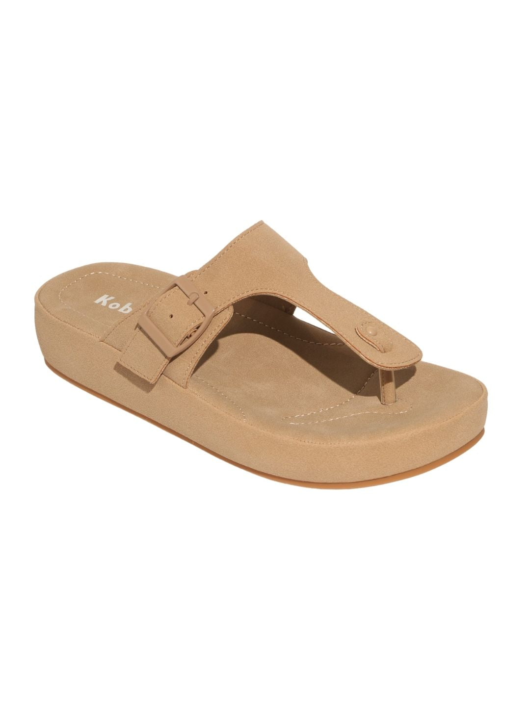 Beige T-strap Sandals