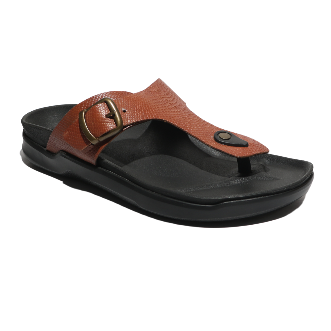 Men's T-Strap Sandals in Tan