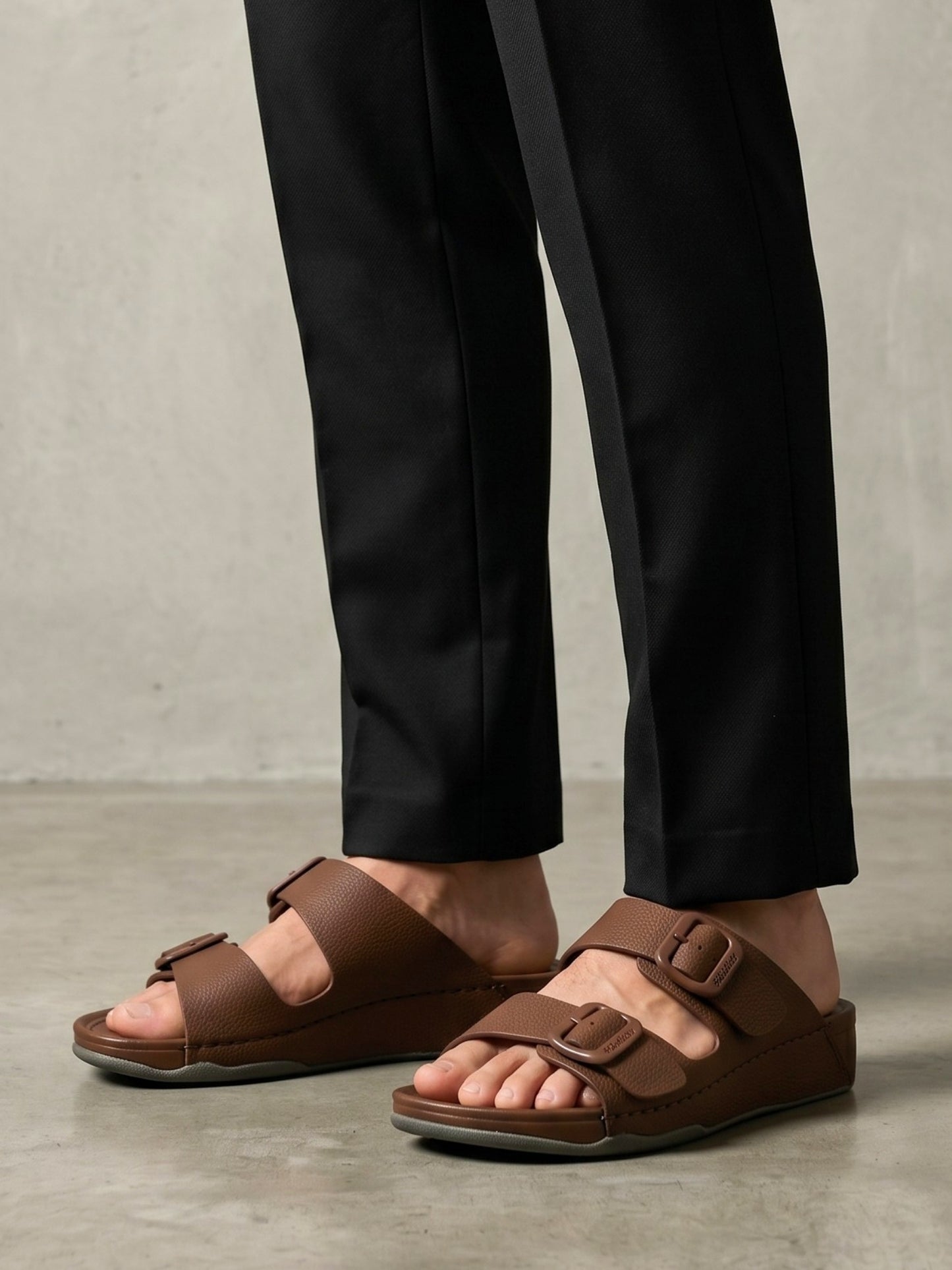 Men Double-Strap Buckle Sandals