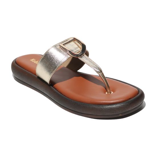 Gold T-strap Casual Sandals