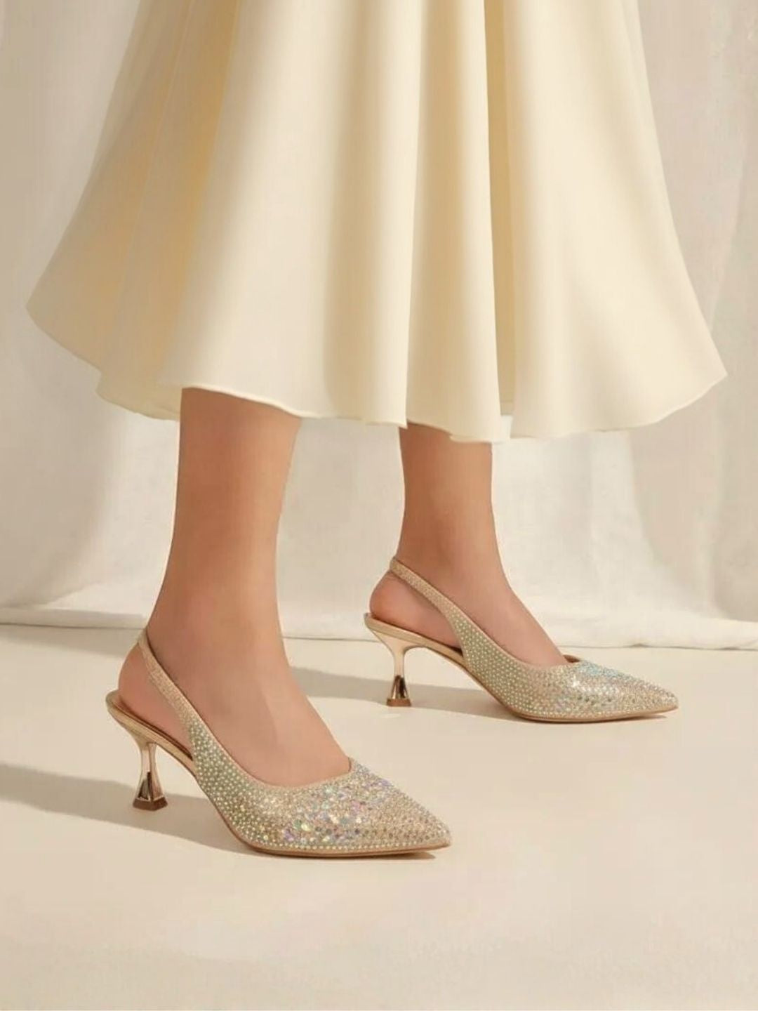 Gold Embellished Party Heels