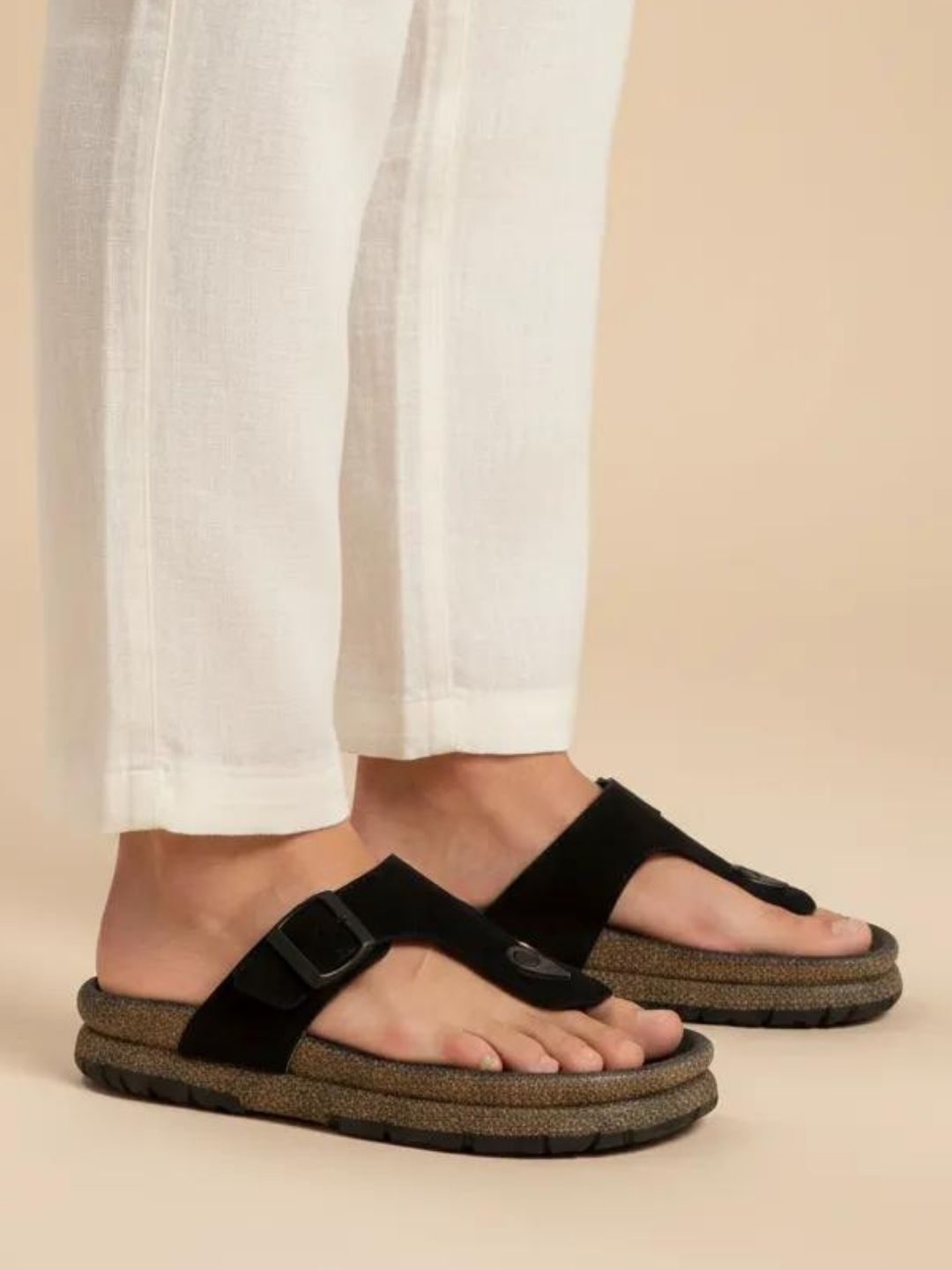 Black Open Toe Comfort Sandals