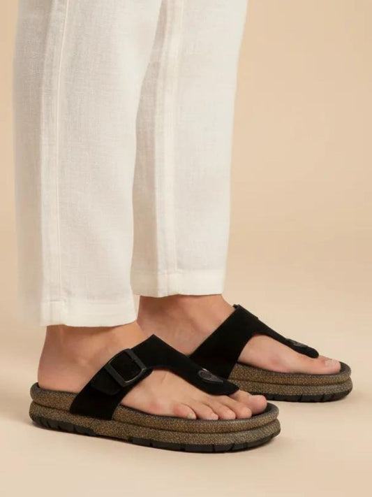 Black Open Toe Comfort Sandals