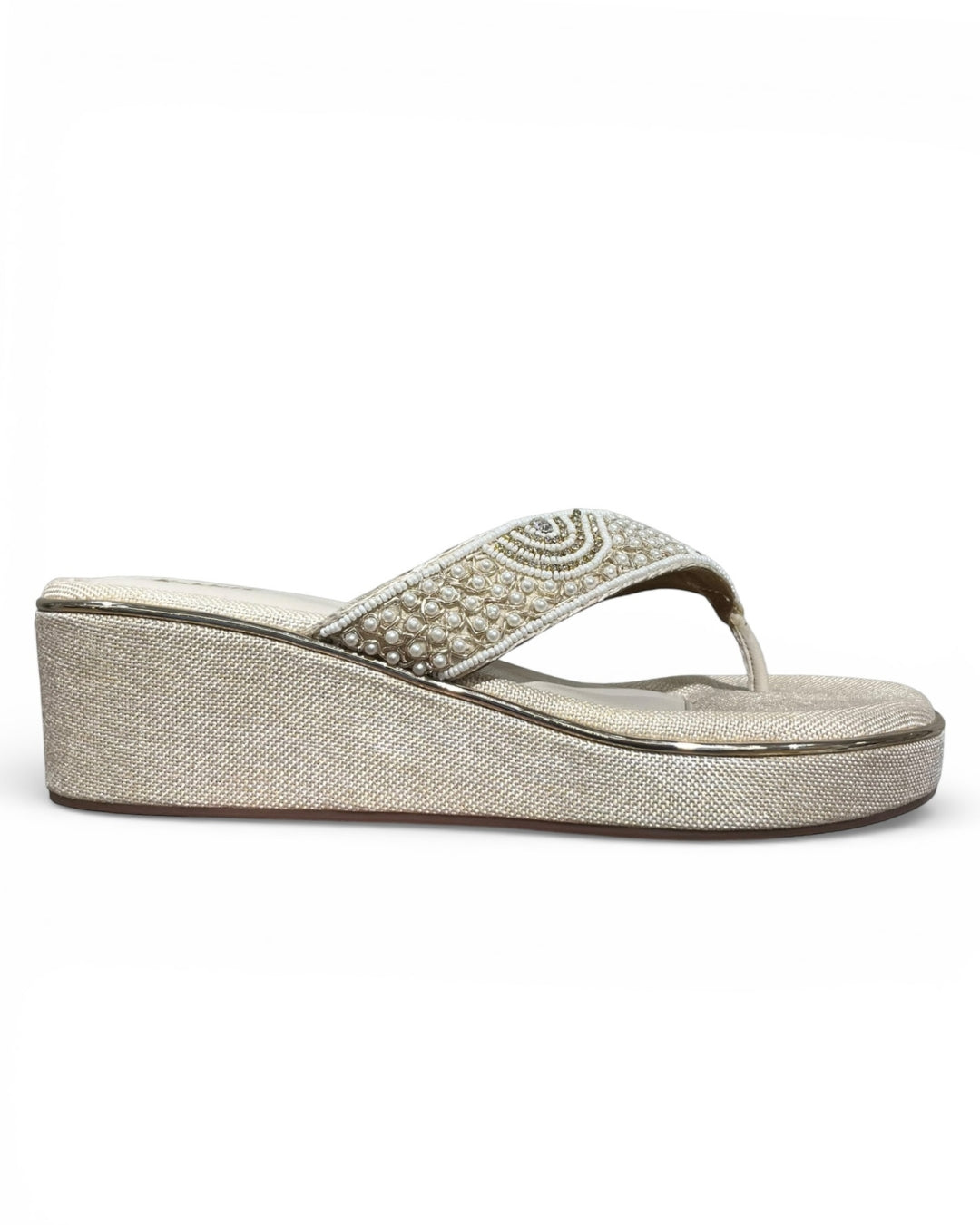 Pearl Embellished Wedge Sandals