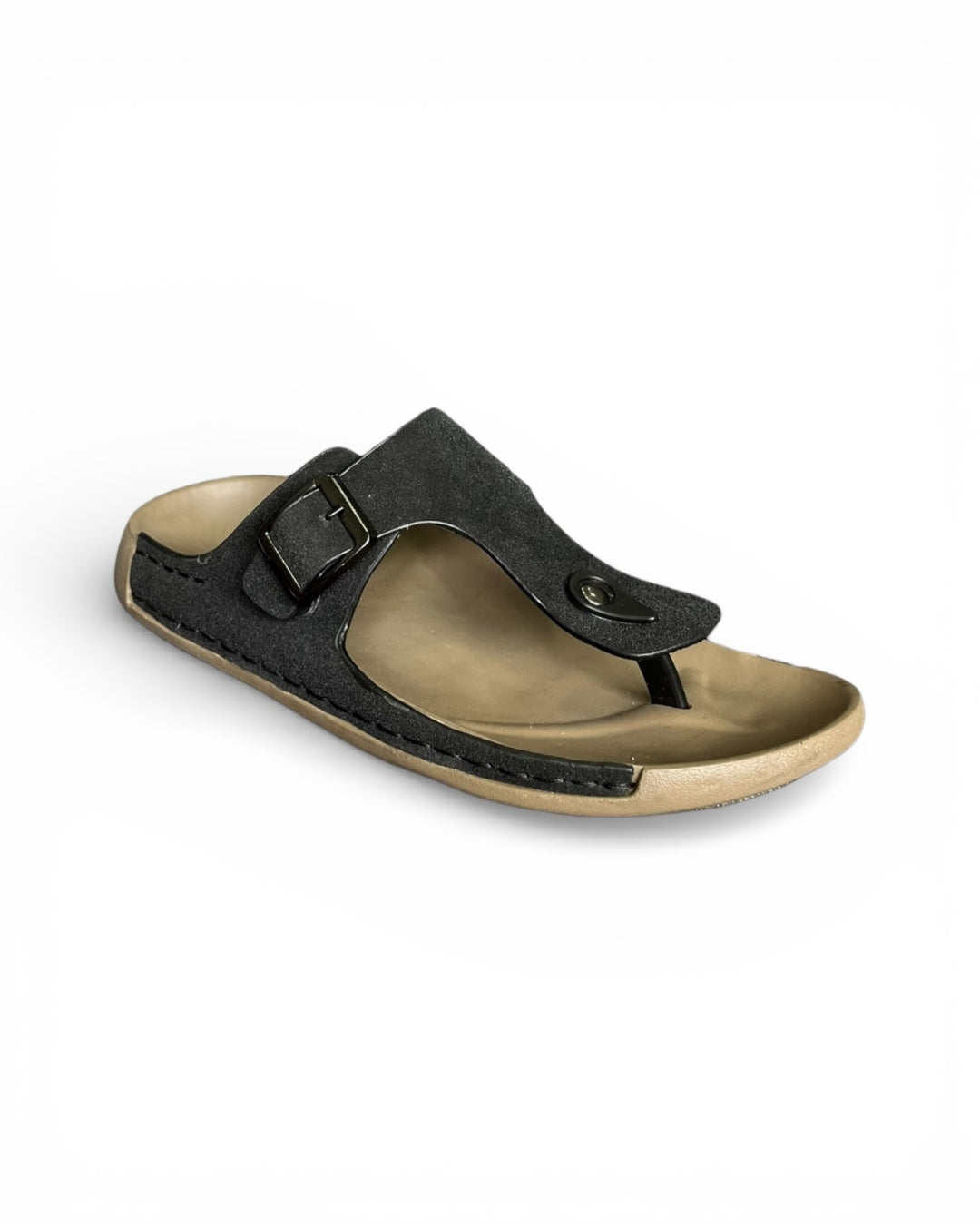 Men's Black T-Strap Casual Sandals