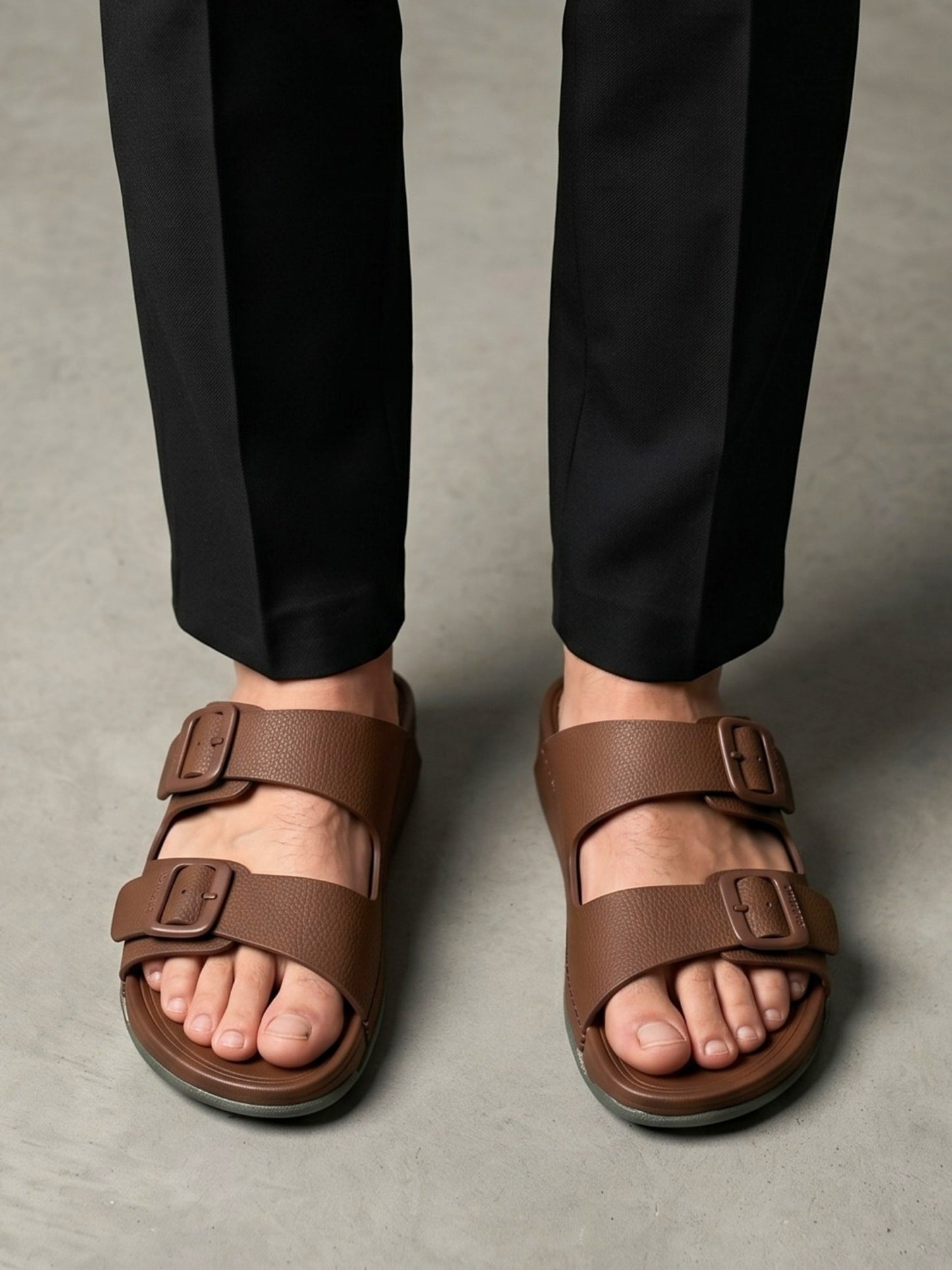 Men Double-Strap Buckle Sandals